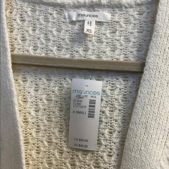 Maurice’s Womens Cream Rhinestone Embellished Cardigan Sweater New XSmall - Picture 3 of 7